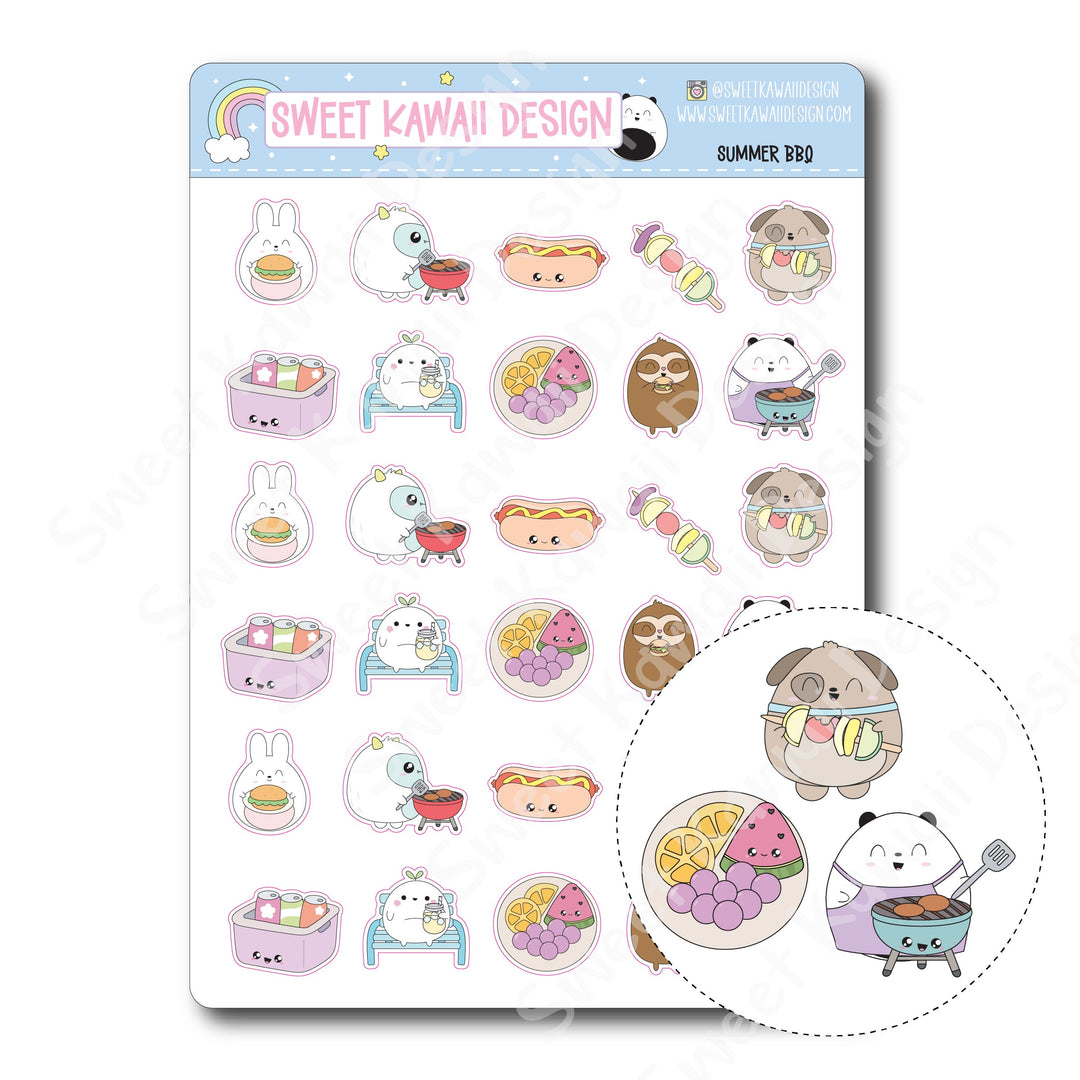 Kawaii Summer BBQ Stickers