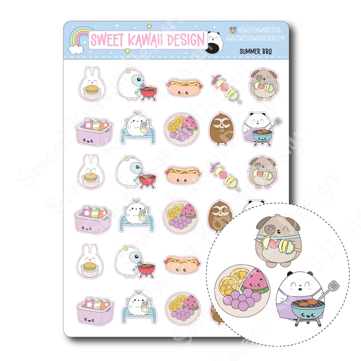 Kawaii Summer BBQ Stickers