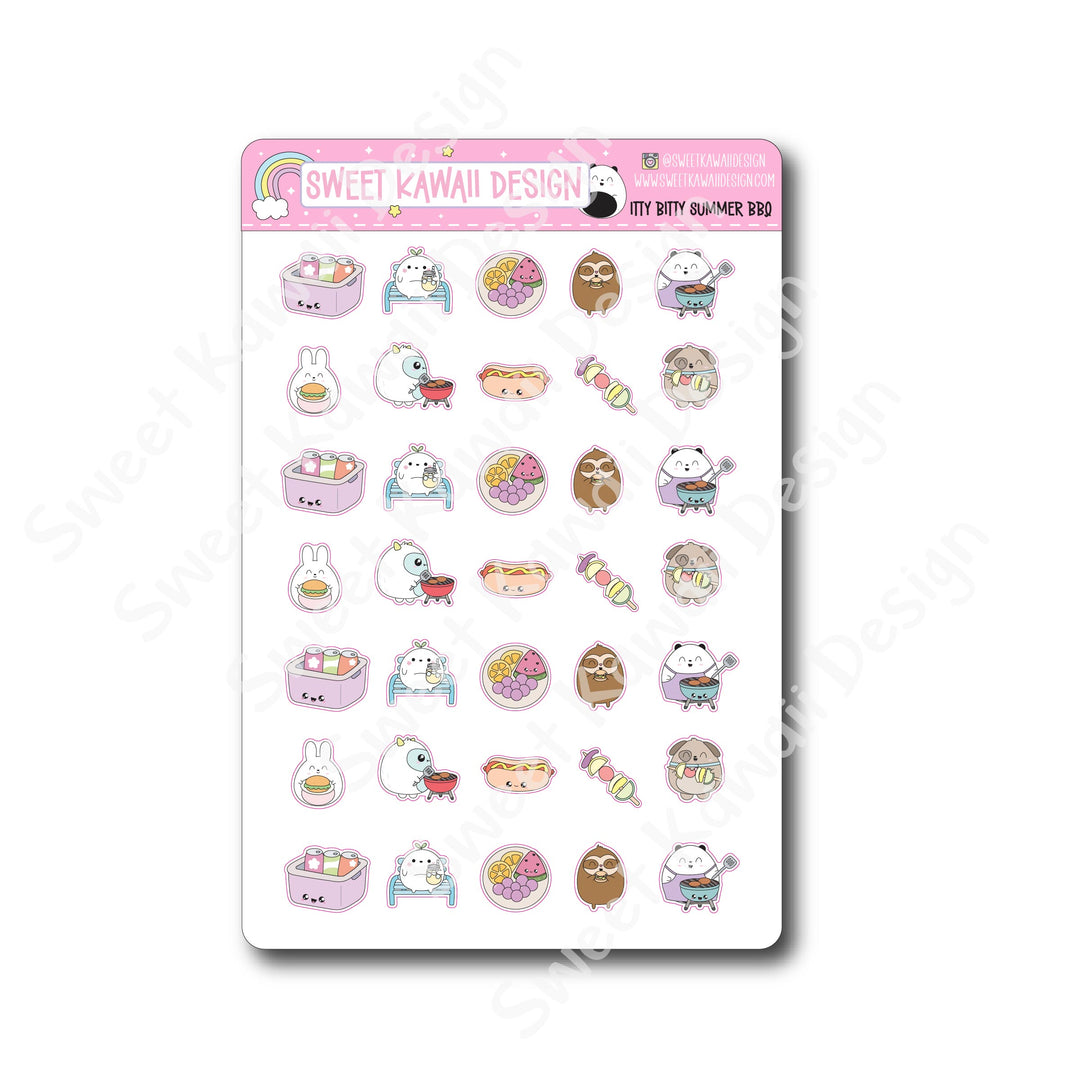 Kawaii Summer BBQ Stickers