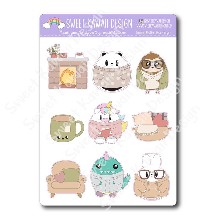 Kawaii Sweater Weather Deco (LARGE) Stickers