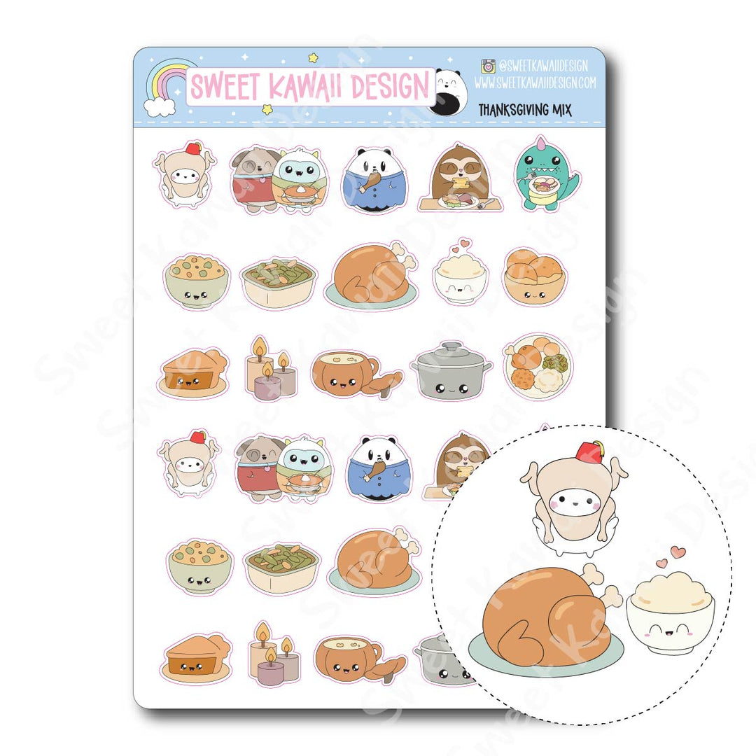 Kawaii Thanksgiving Mix Stickers