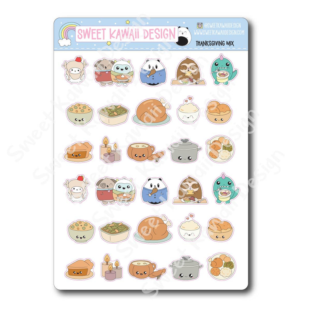 Kawaii Thanksgiving Mix Stickers