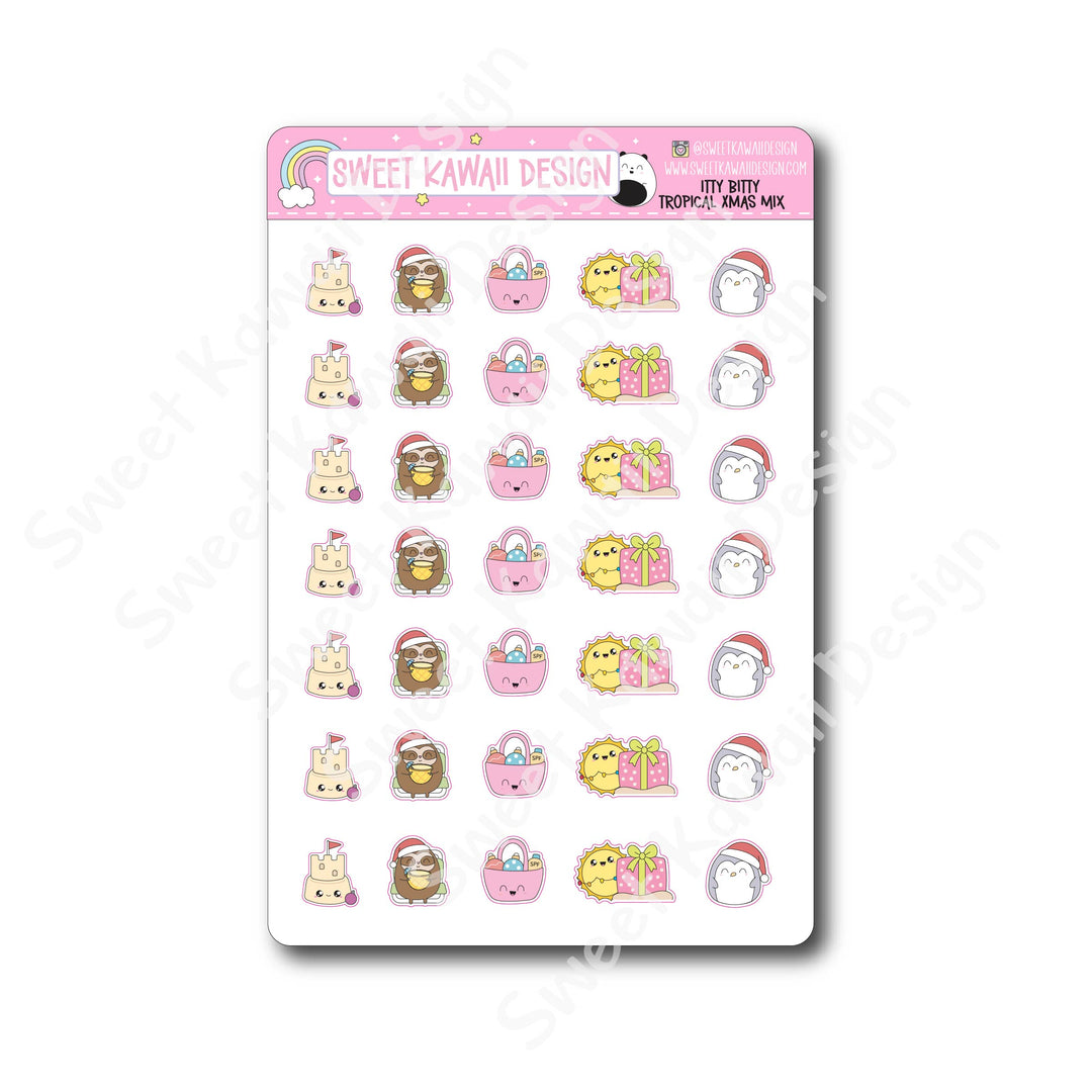 Kawaii Tropical Christmas (Mix) Stickers