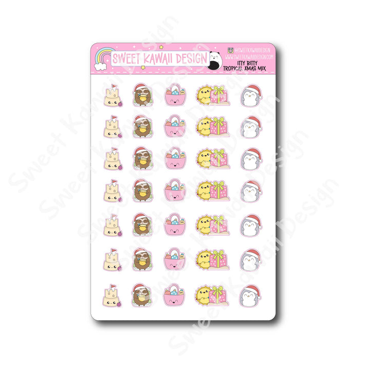 Kawaii Tropical Christmas (Mix) Stickers