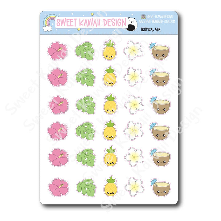 Kawaii Tropical Mix Stickers