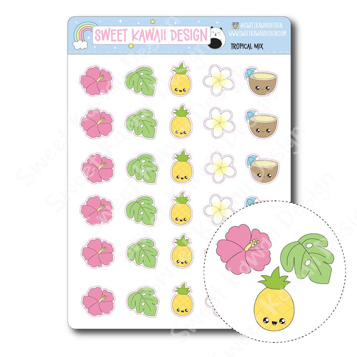 Kawaii Tropical Mix Stickers