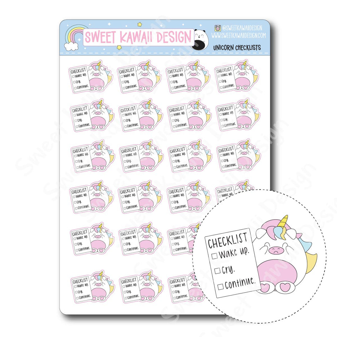 Kawaii Unicorn (Peggy) Stickers -  Checklist