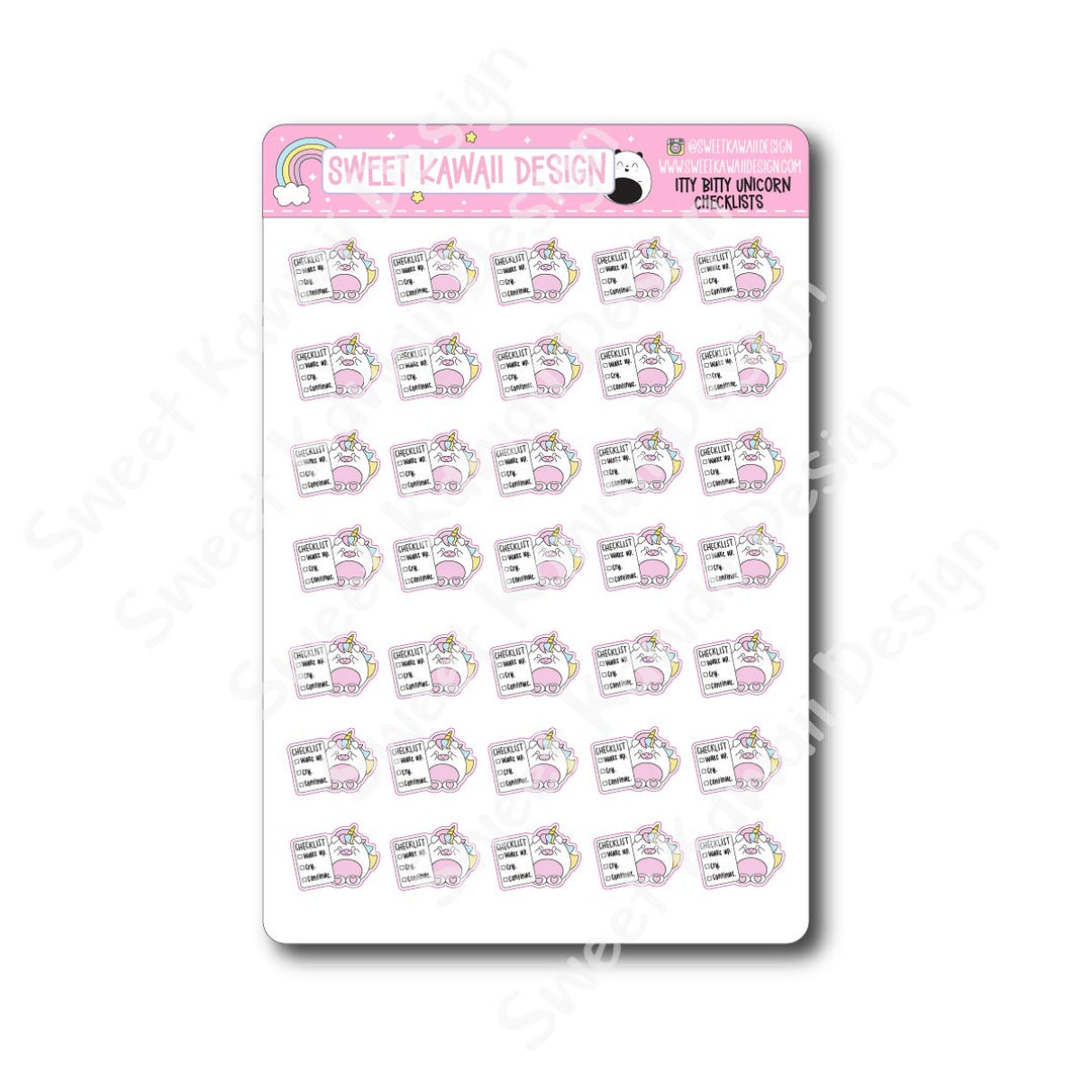 Kawaii Unicorn (Peggy) Stickers -  Checklist