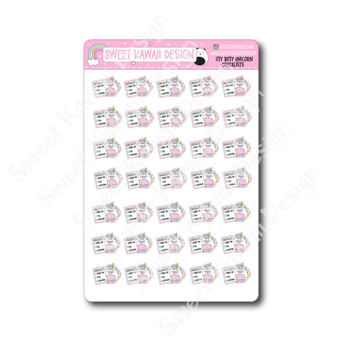 Kawaii Unicorn (Peggy) Stickers -  Checklist