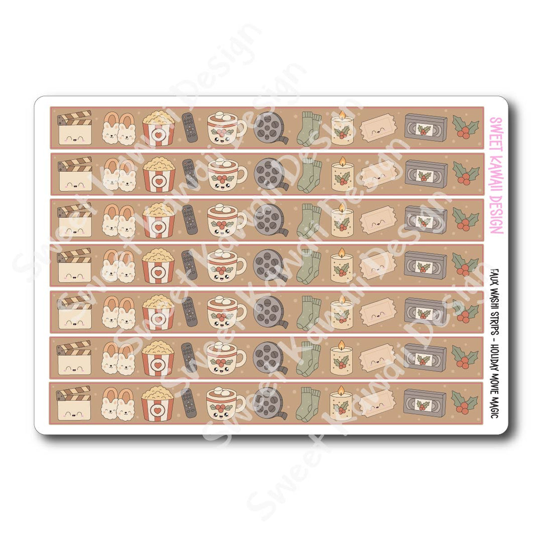 Kawaii Faux Washi Strips - Holiday Movie Magic