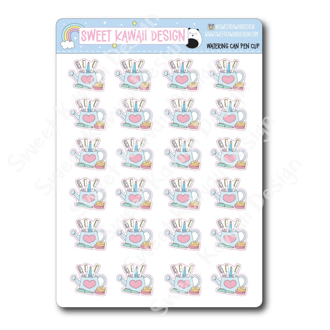 Kawaii Watering Can Pen Cup Stickers
