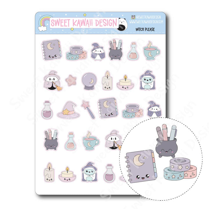 Kawaii Witch Please Stickers