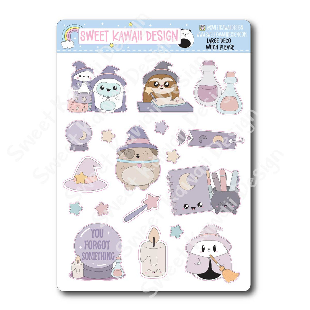 Kawaii Witch Please Deco (LARGE) Stickers