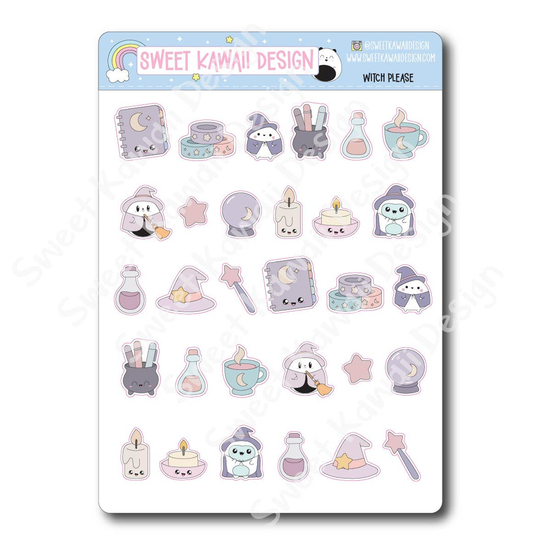 Kawaii Witch Please Stickers