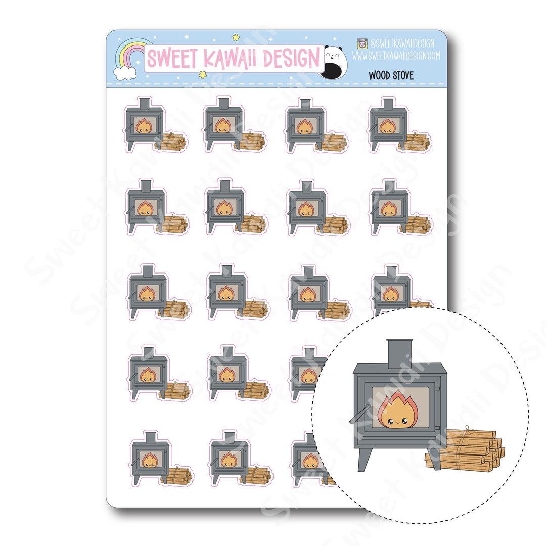 Kawaii Wood Stove Stickers