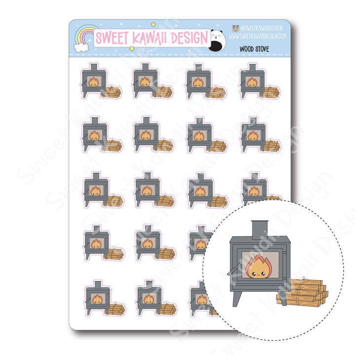 Kawaii Wood Stove Stickers