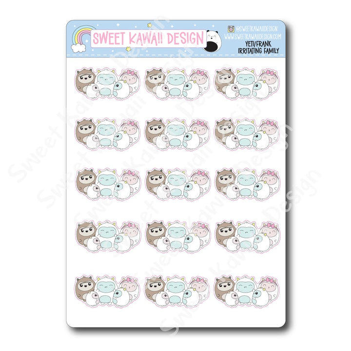 Kawaii Yeti (Frank) Stickers - Irritating Family