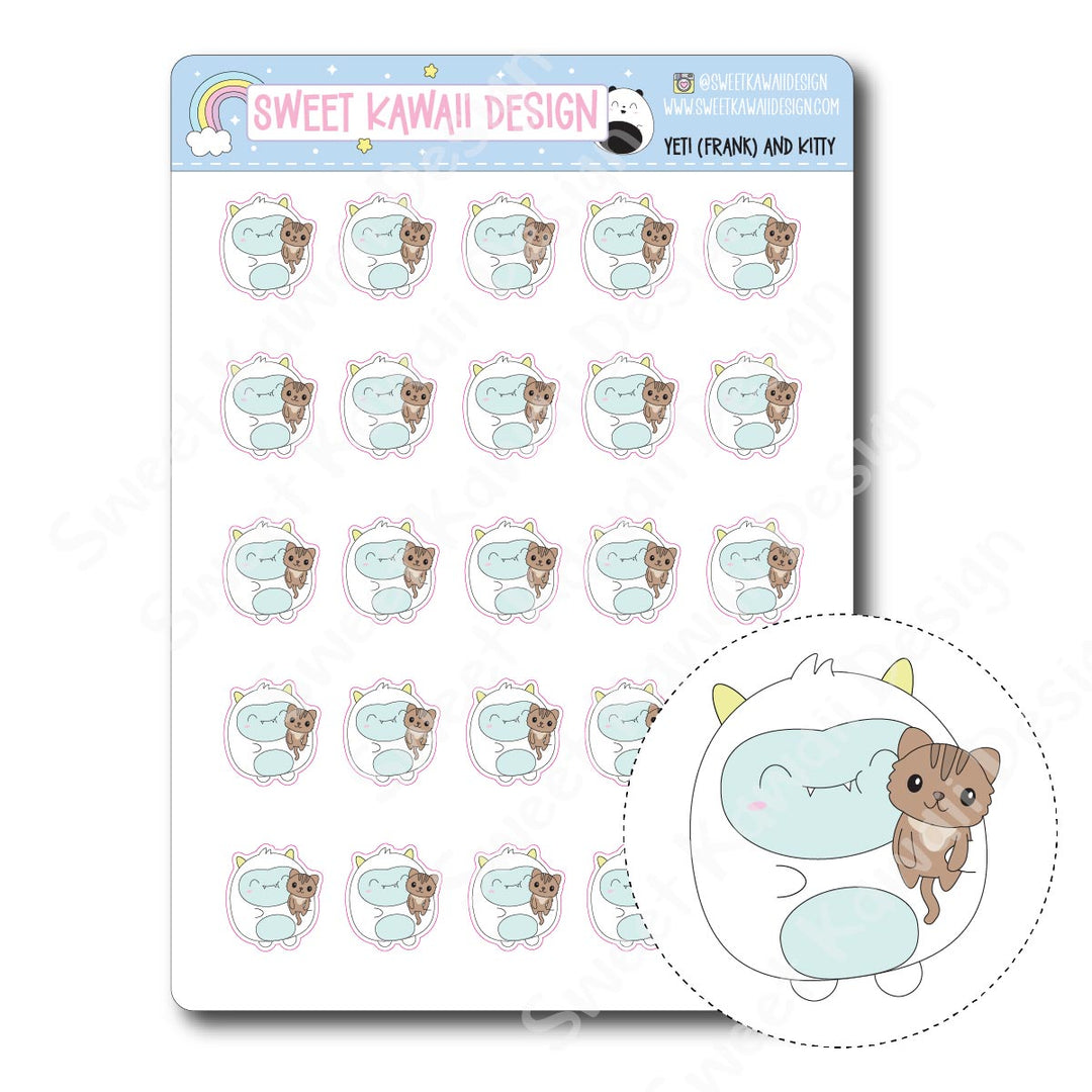 Kawaii Yeti (Frank) and Kitty Stickers