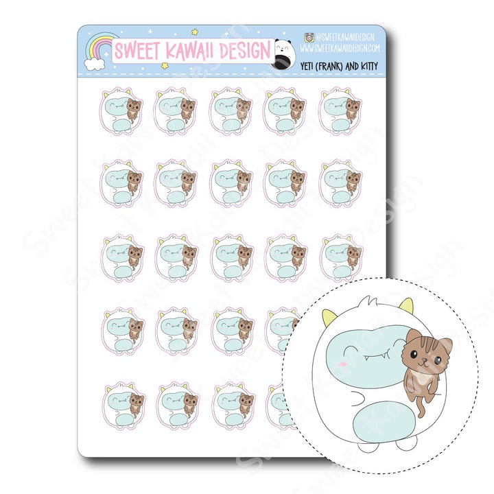 Kawaii Yeti (Frank) and Kitty Stickers