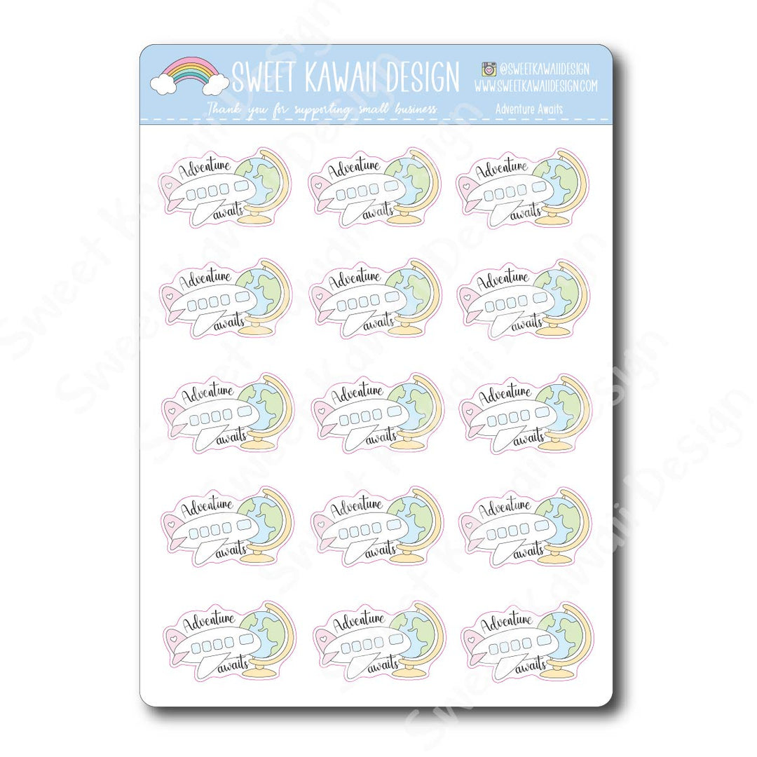 Kawaii Adventure Awaits Stickers