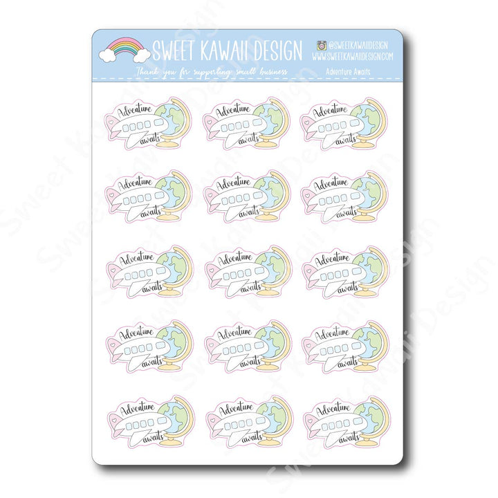 Kawaii Adventure Awaits Stickers