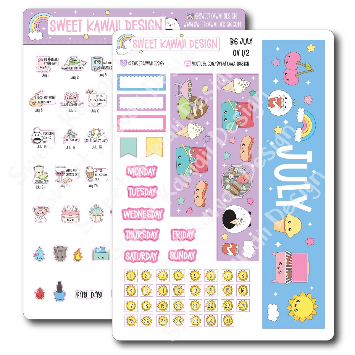 July 2024 Monthly Overview Stickers - B6 (Aura Estelle/Annie Plans)