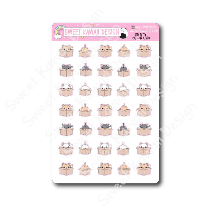 Kawaii Cat in a Box Stickers
