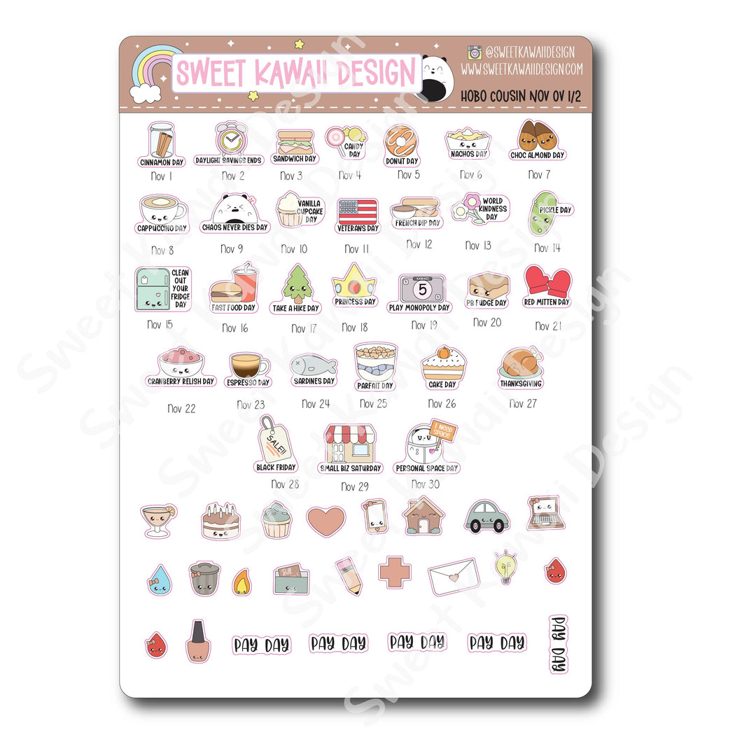 November 2025 Monthly Overview Stickers - Hobo COUSIN