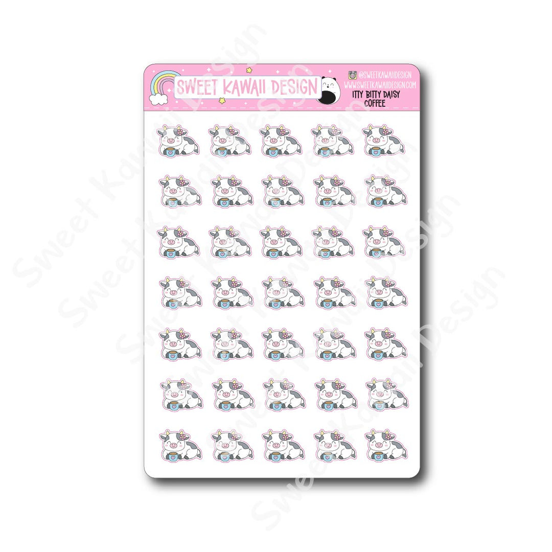 Kawaii Daisy Stickers - Coffee