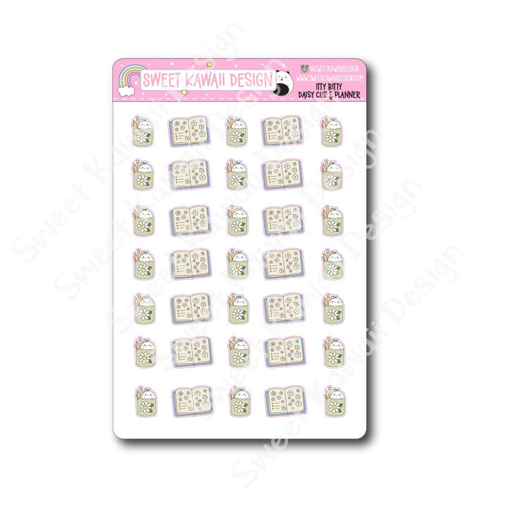 Kawaii Daisy Cup and Planner Stickers