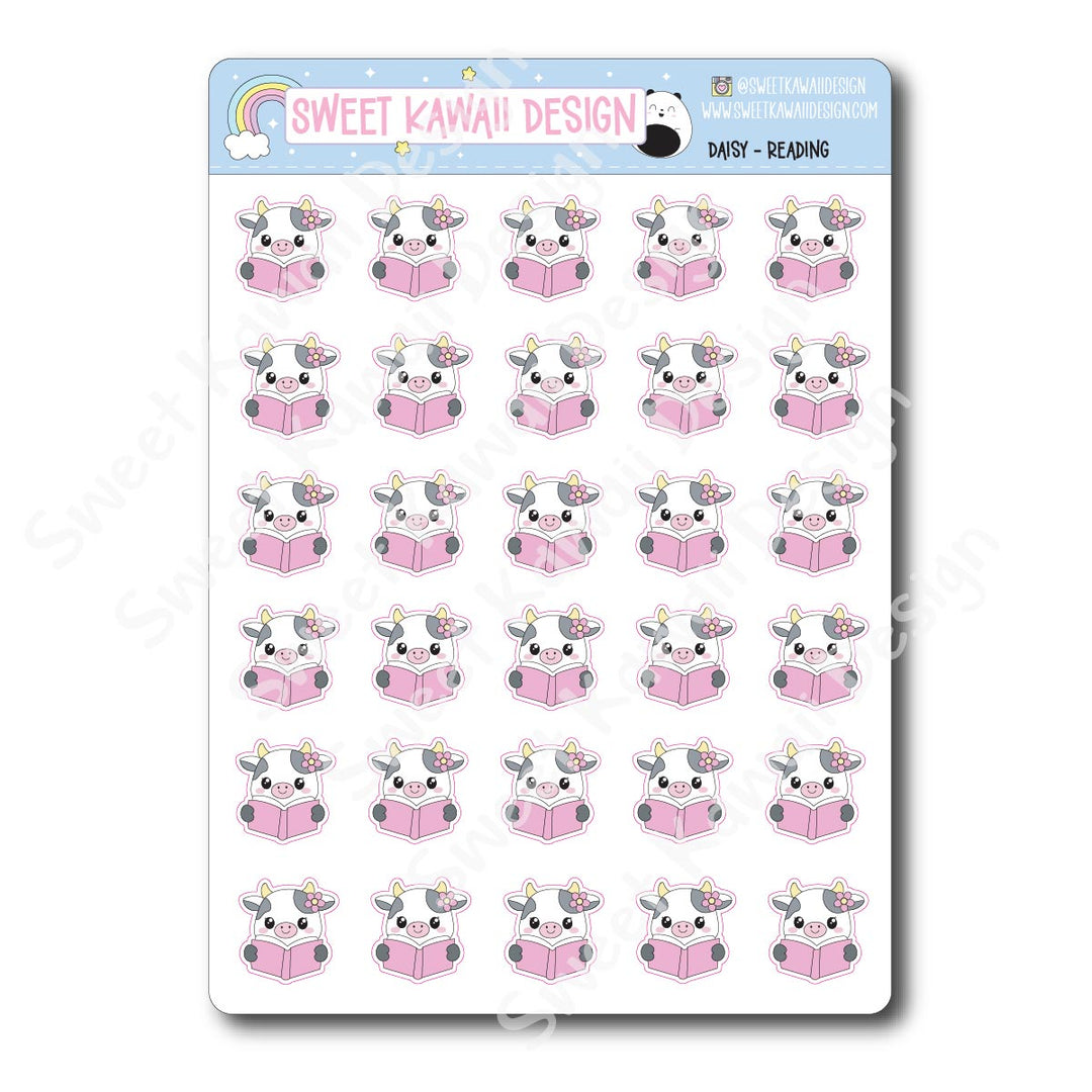 Kawaii Daisy Stickers - Reading