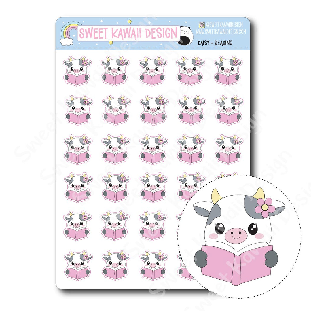 Kawaii Daisy Stickers - Reading