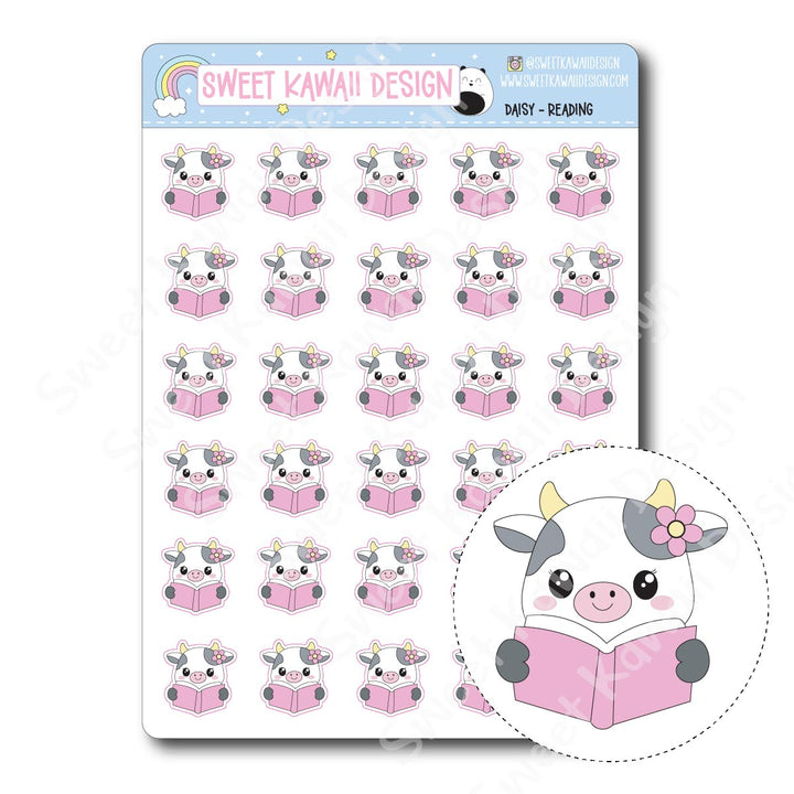 Kawaii Daisy Stickers - Reading