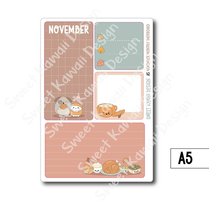 Kawaii Monthly Dashboard - November - Sizes Available