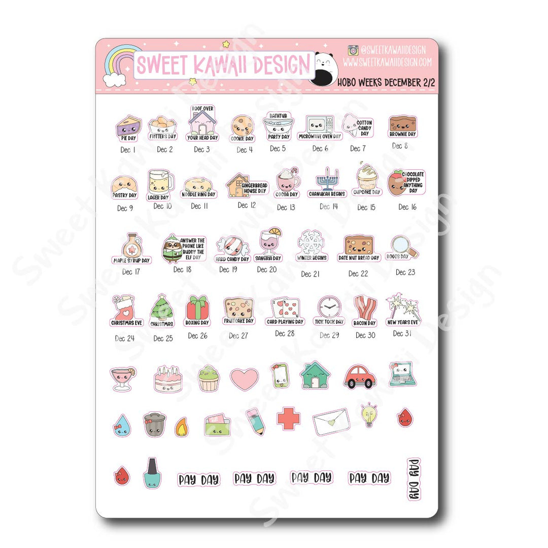 December 2025 Monthly Overview Stickers - HOBONICHI WEEKS