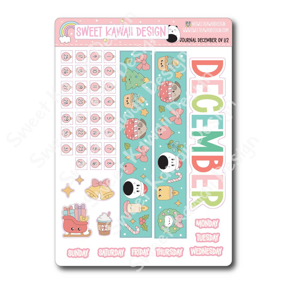 December 2025 Monthly Overview Stickers - Journal