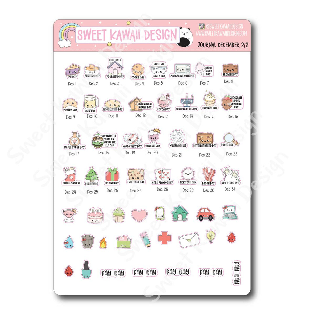 December 2025 Monthly Overview Stickers - Journal