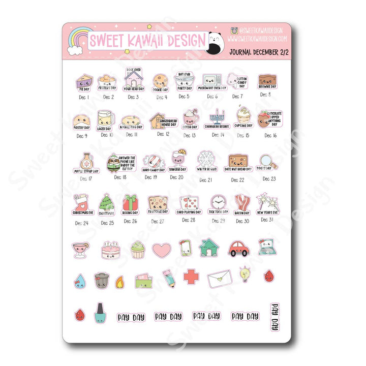 December 2025 Monthly Overview Stickers - Journal