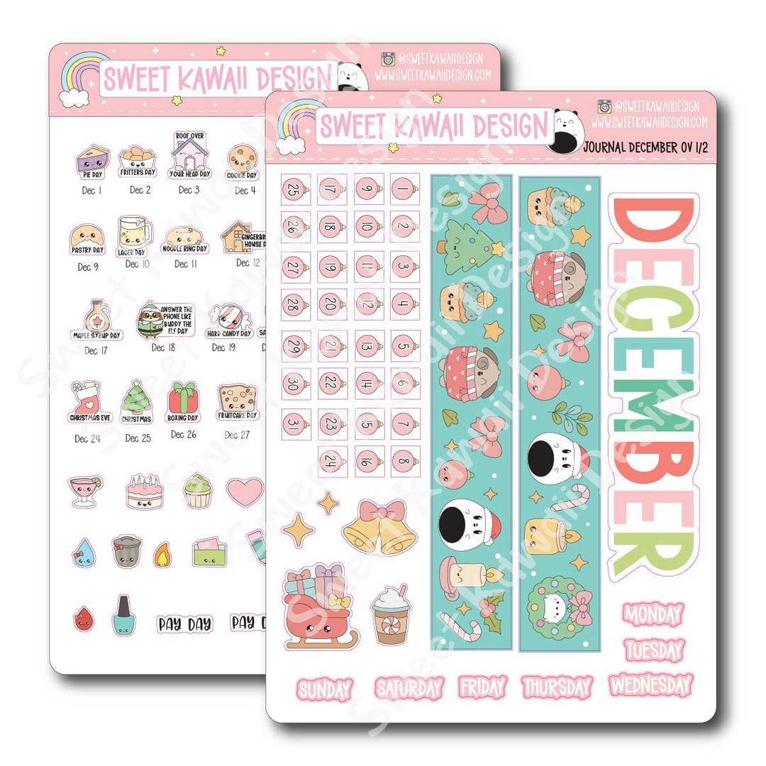 December 2025 Monthly Overview Stickers - Journal