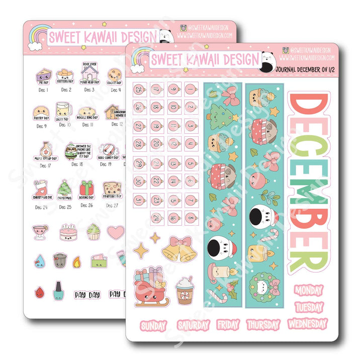 December 2025 Monthly Overview Stickers - Journal