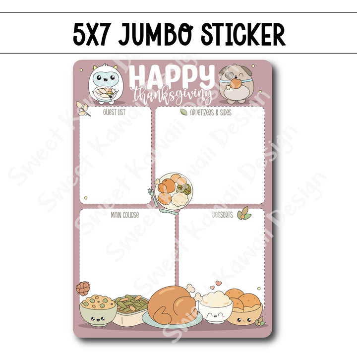 Kawaii Jumbo Sticker - Thanksgiving Feast