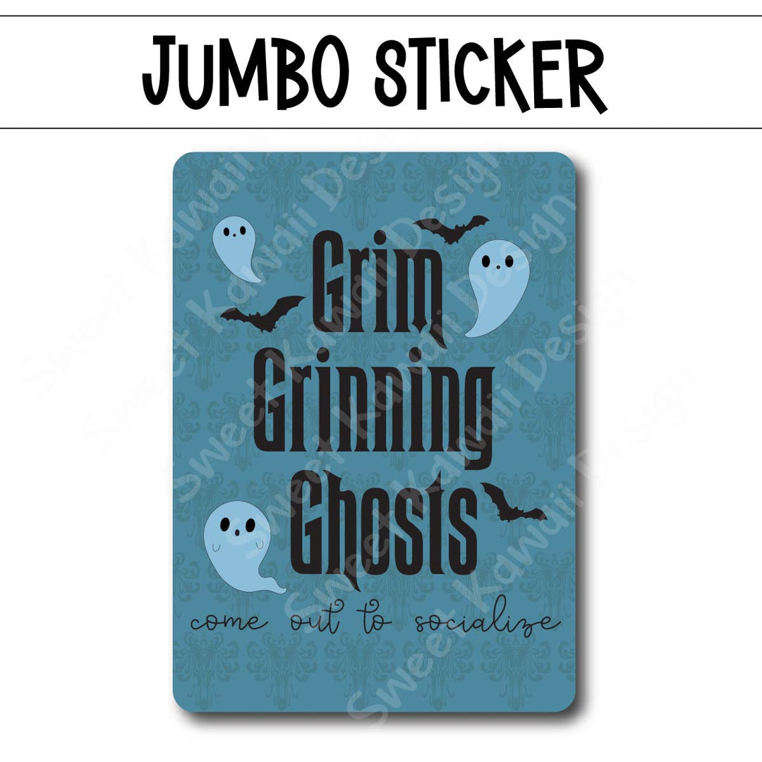 Kawaii Jumbo Sticker - Grinning Ghosts - Size Options Available