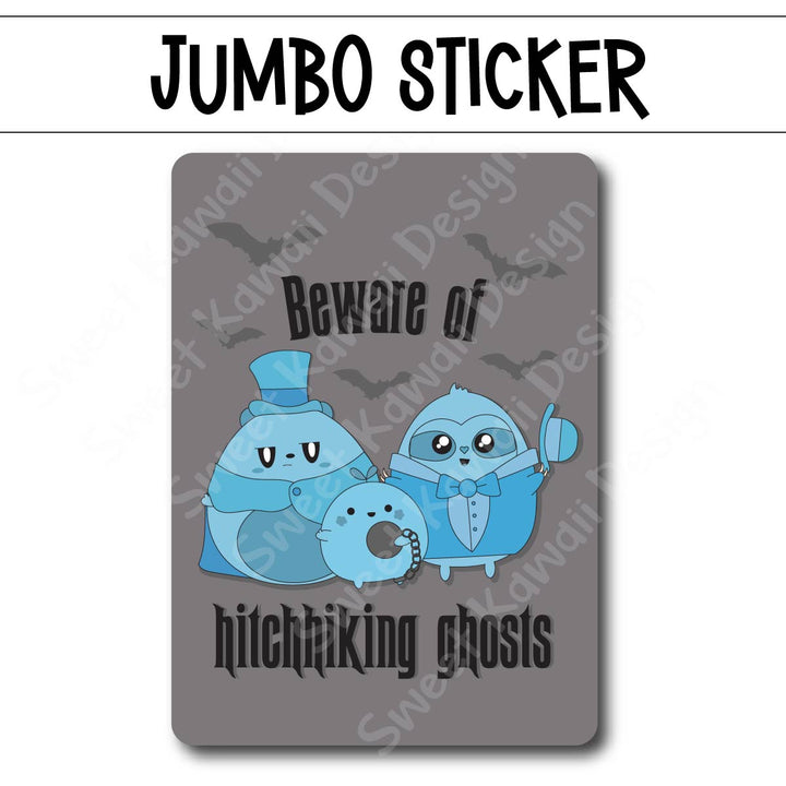 Kawaii Jumbo Sticker - Hitchhiking Ghosts - Size Options Available
