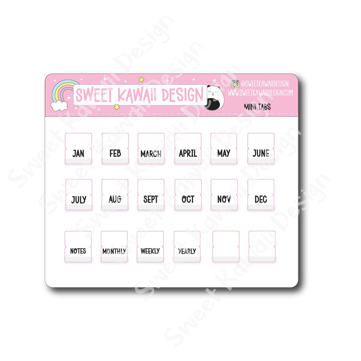 Mini Tab Stickers - Options Available