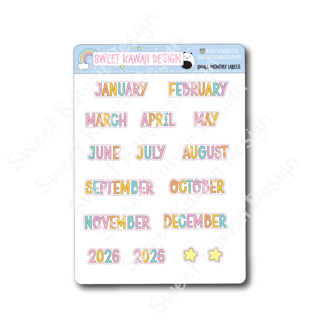 Monthly Label Stickers - Options Available
