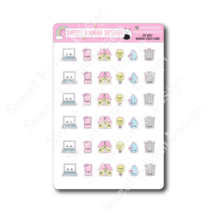 Kawaii Monthly Utility Icon Stickers