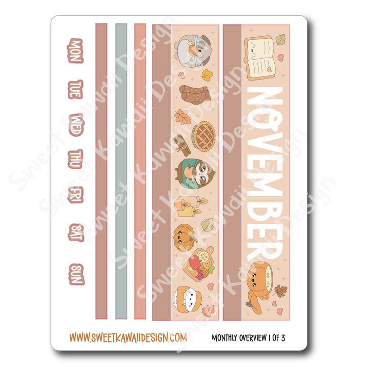 November 2025 Monthly Overview Stickers (Vert/Horiz)