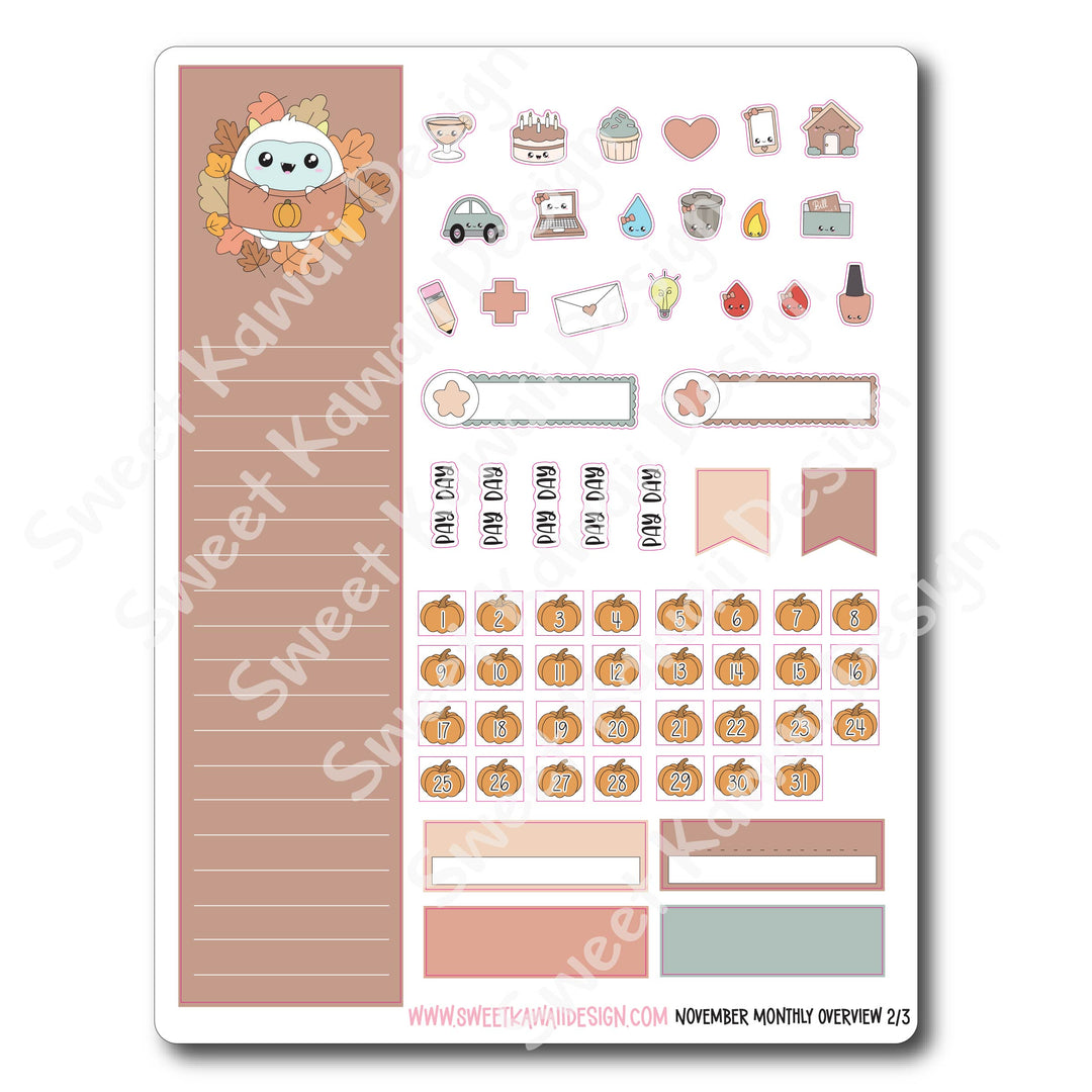 November 2025 Monthly Overview Stickers (Vert/Horiz)