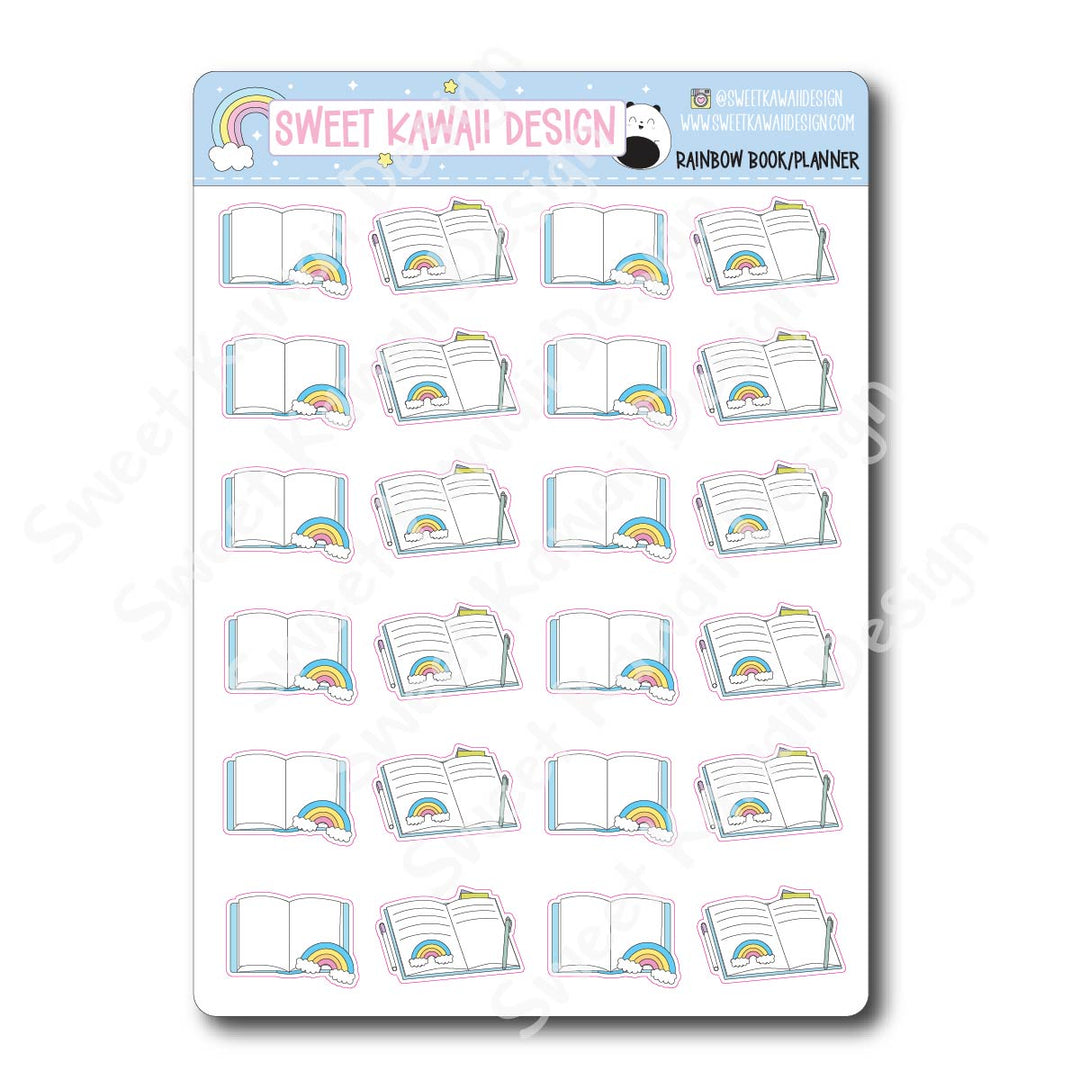 Kawaii Rainbow Book/Planner Stickers