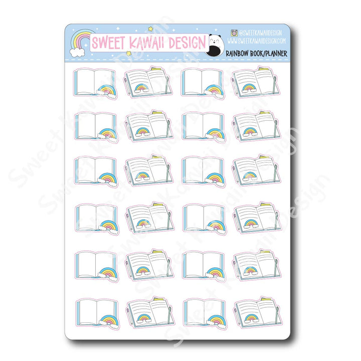 Kawaii Rainbow Book/Planner Stickers